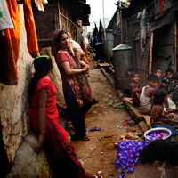 Living conditions in the slum area are difficult.