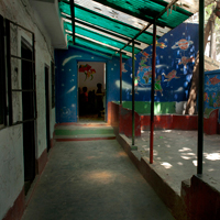 Amader Pathshala’s campus has educational wall paintings.