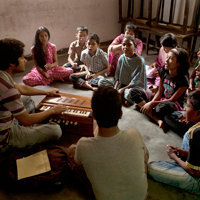 Students take music classes at Amader Pathshala.9